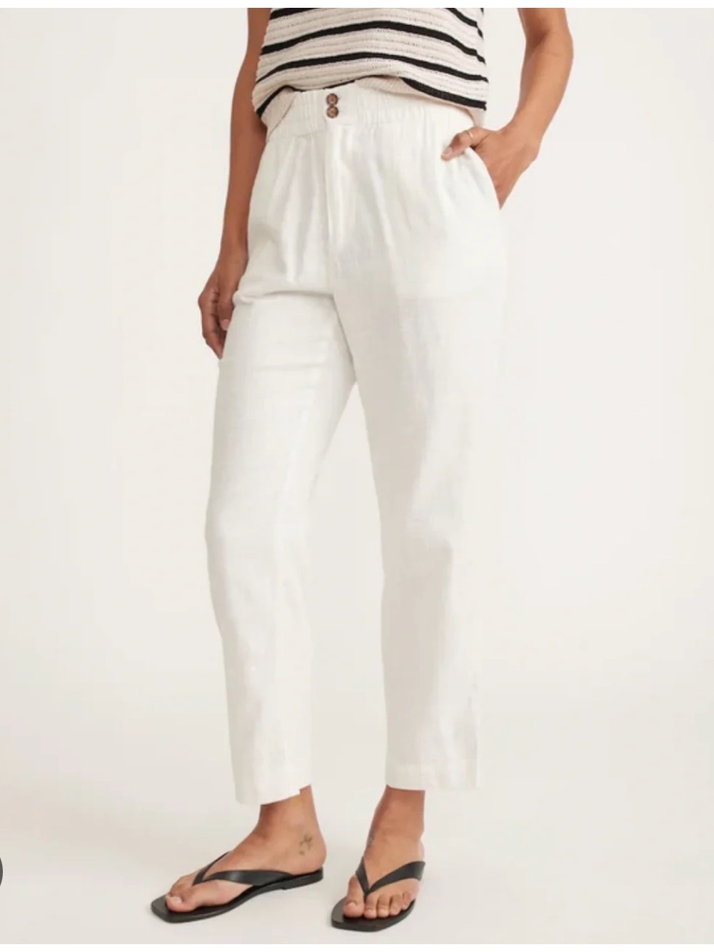 Marine Layer White Pull-On Crop Pants